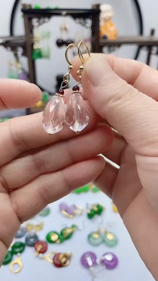 水晶耳饰14K金镶嵌191水晶