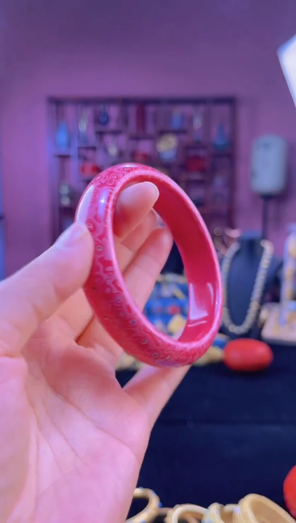 非遗技艺 犀皮漆手镯 63 粉色