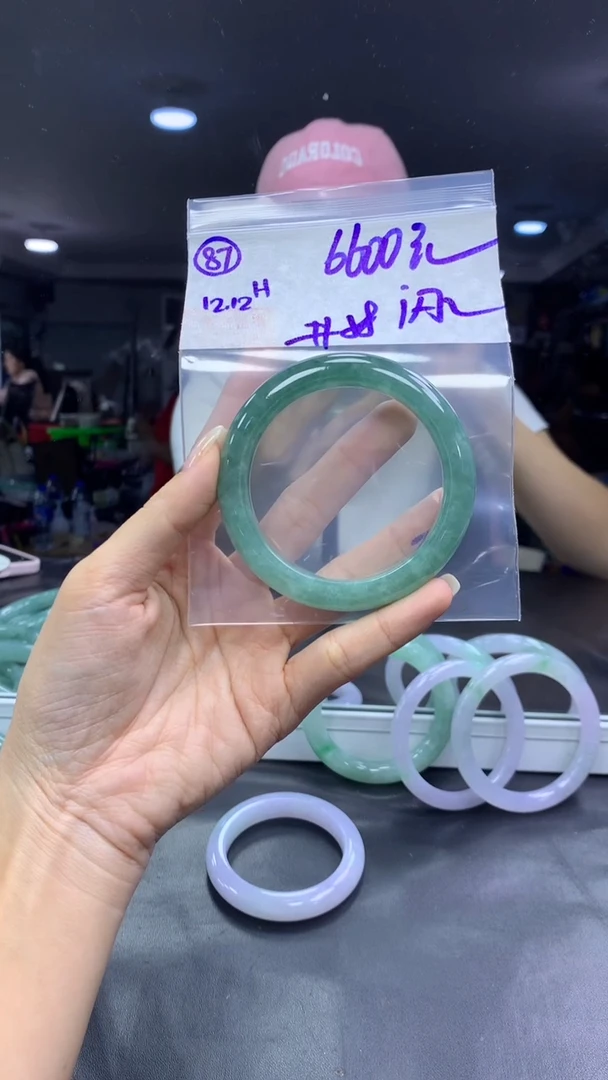 未镶嵌定制翡翠闪*姐87手镯58+6600元+拍一发一