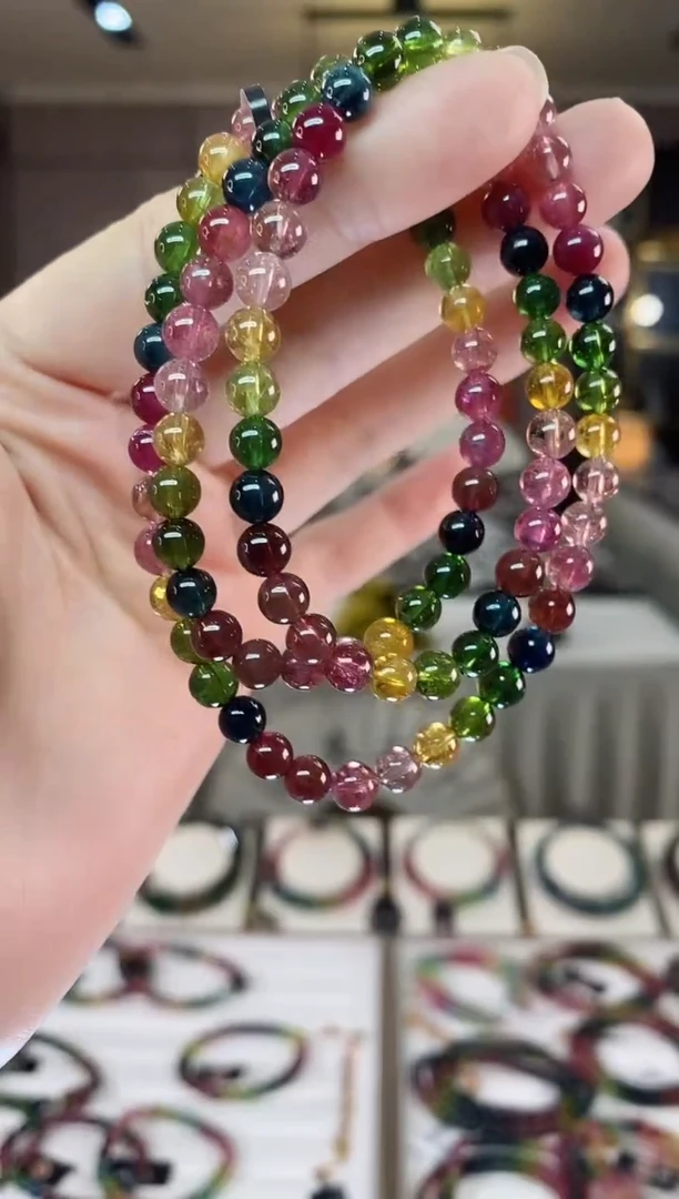 【闪购商品】碧玺三圈手串5mm+未镶嵌一物一证dan