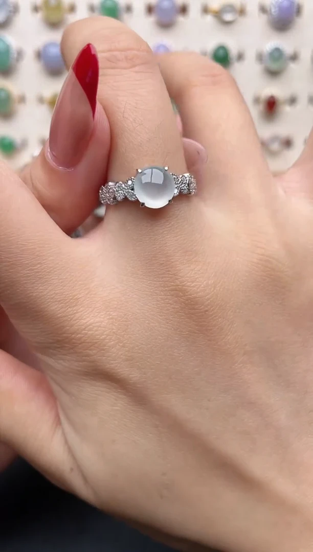 【闪购商品】翡翠戒指银S925镶嵌一物一证一礼盒