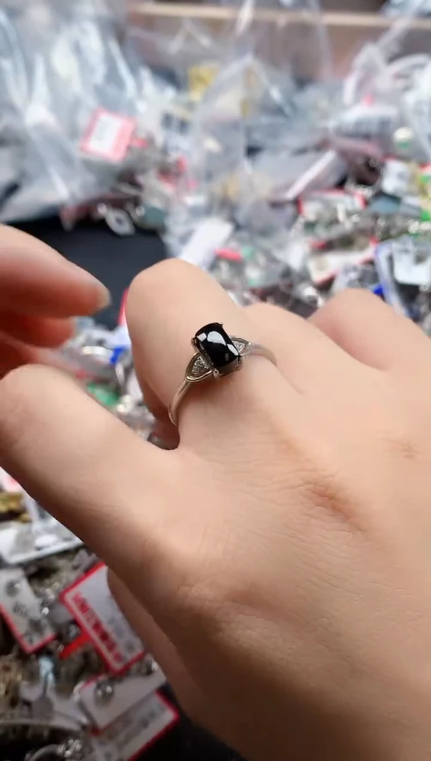 银S925镶嵌戒指翡翠天然A货缅甸翡翠