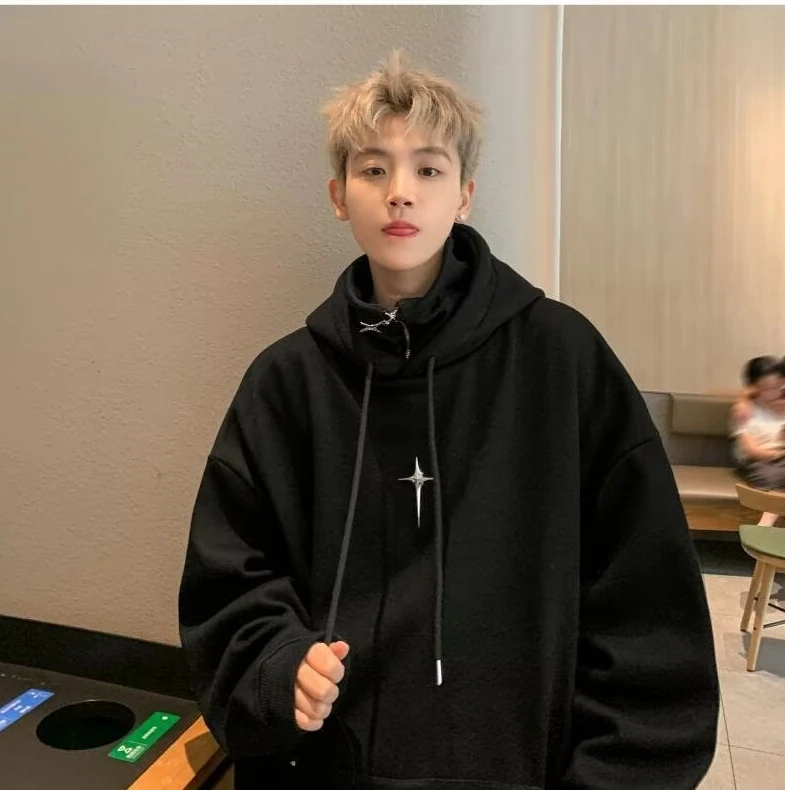 卫衣男连帽秋冬季ins港风宽松潮牌时尚高领百搭外套2025年新款