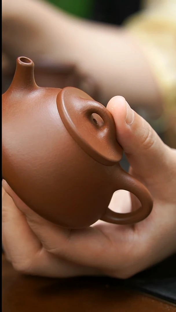 茶壶紫砂光素小石瓢壶