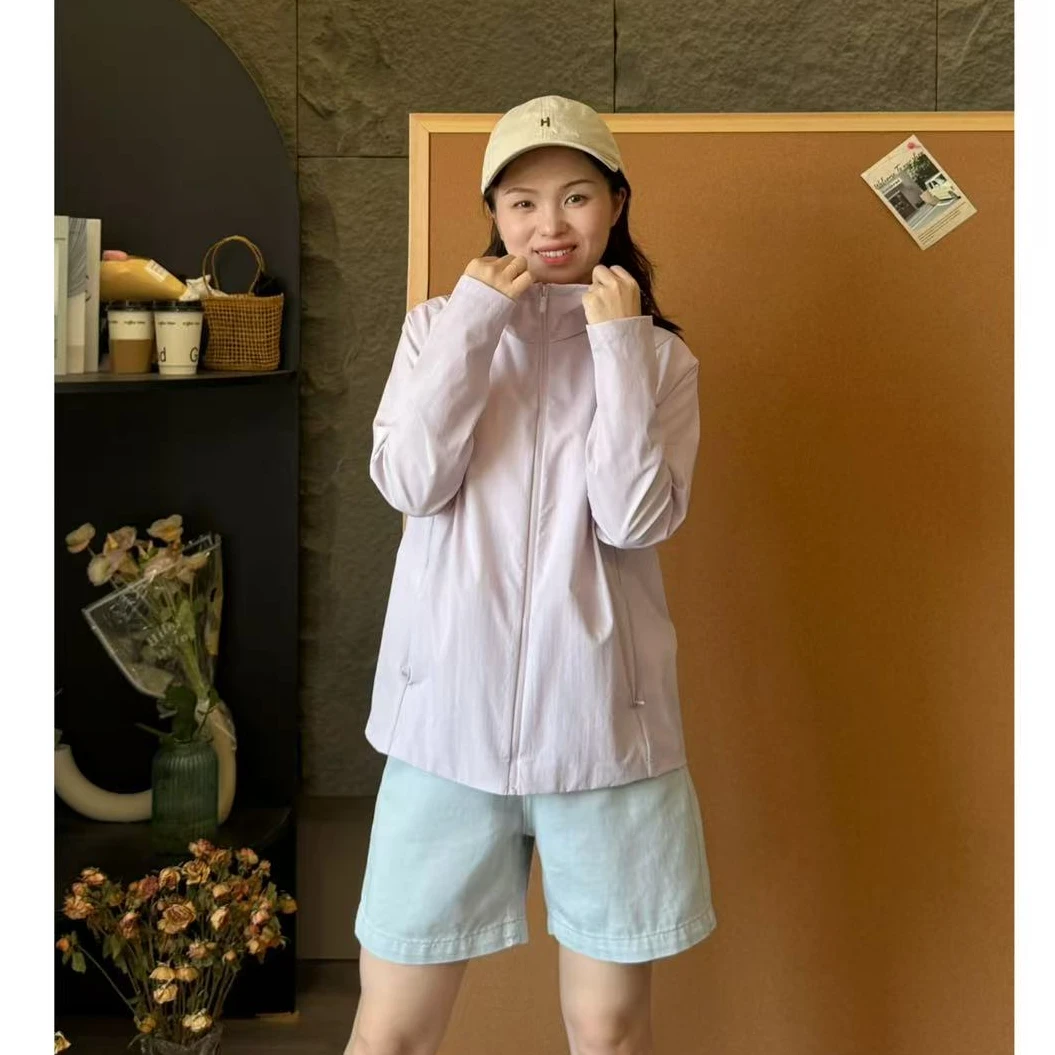 小个子圆圆8808韩版连帽薄款防晒衣短款连帽透气户外皮肤衣UPF50+