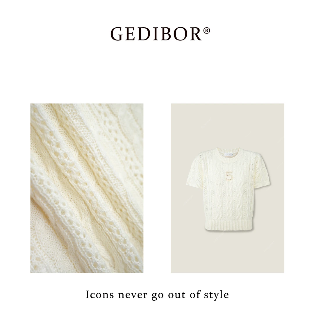 反季清仓！【GEDIBOR】“白茶”立体花朵时尚高级针织上衣