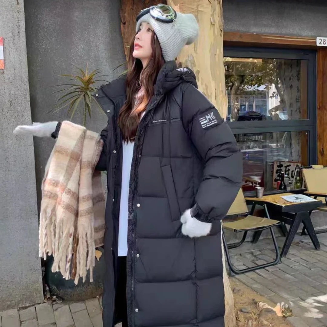 206高端新款冬季韩版白鸭绒羽绒服中长款显瘦