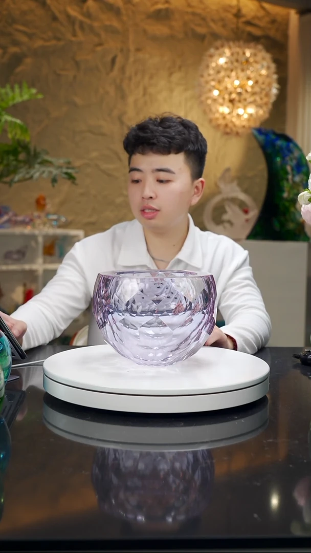 手工艺品琉璃金紫色聚宝盆