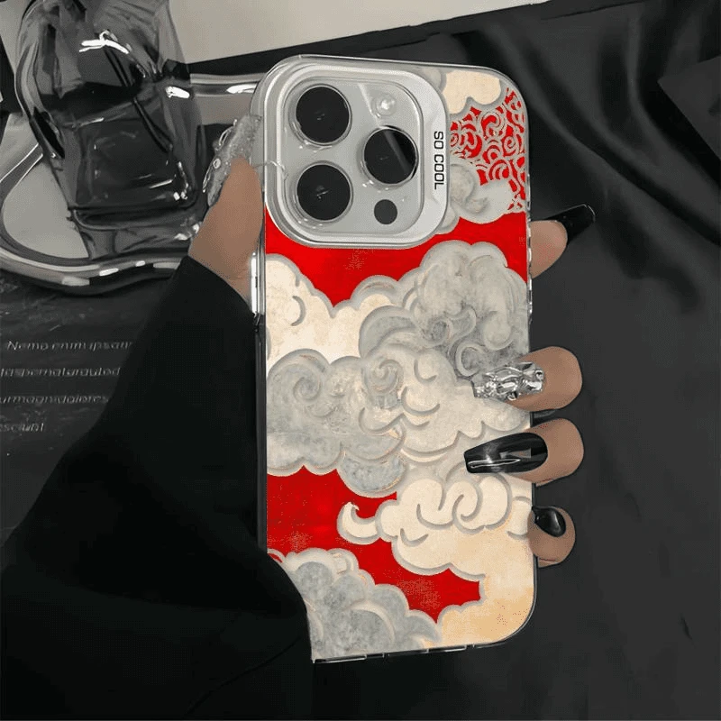 七彩祥云适用苹果14pro防摔套时尚手机壳趣味简约潮壳15/16高级