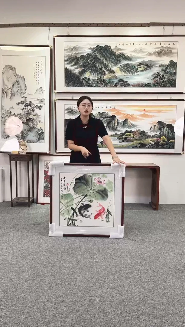 国画纯手绘80x80连年有余