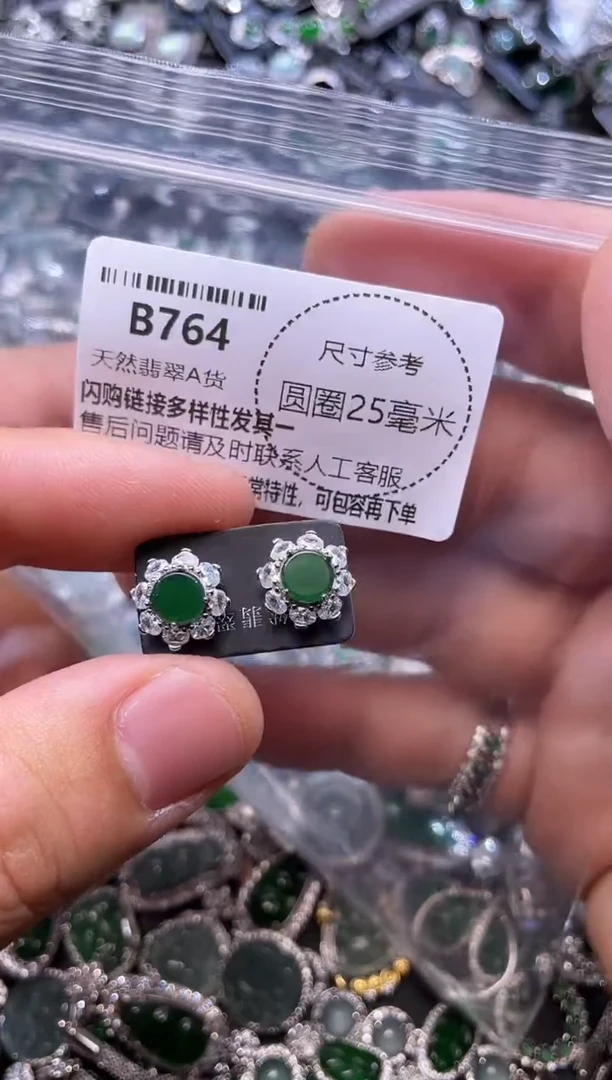 翡翠未镶嵌颈饰B764耳钉