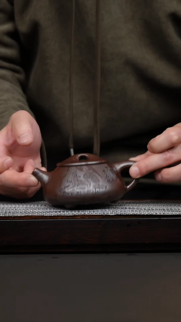 茶壶紫砂韩惠琴·朱泥柴烧景舟石瓢