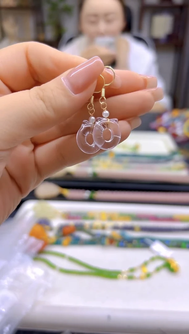 水晶耳饰14K金镶嵌DIY款EQ06