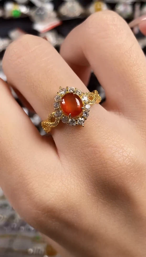 银S925镶嵌戒指翡翠天然A货翡翠49