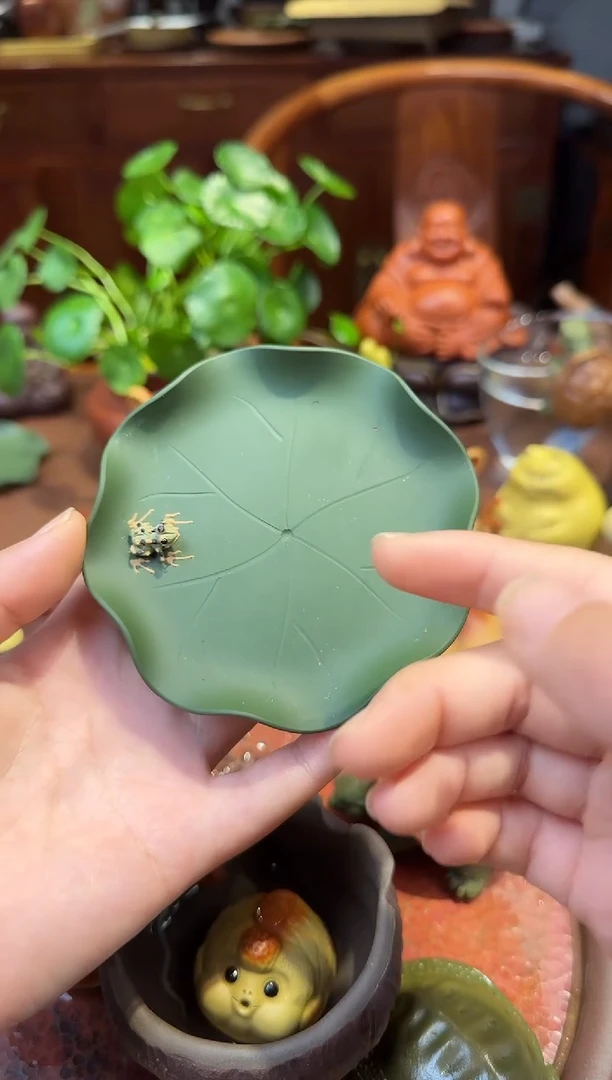 紫砂茶宠紫砂荷叶杯垫