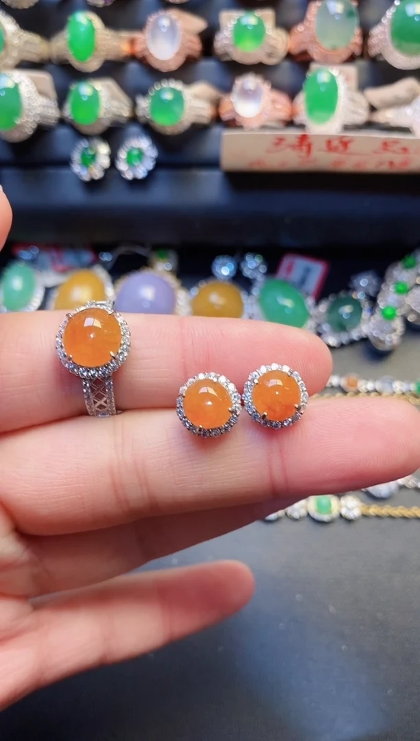 银S925镶嵌戒指翡翠天然