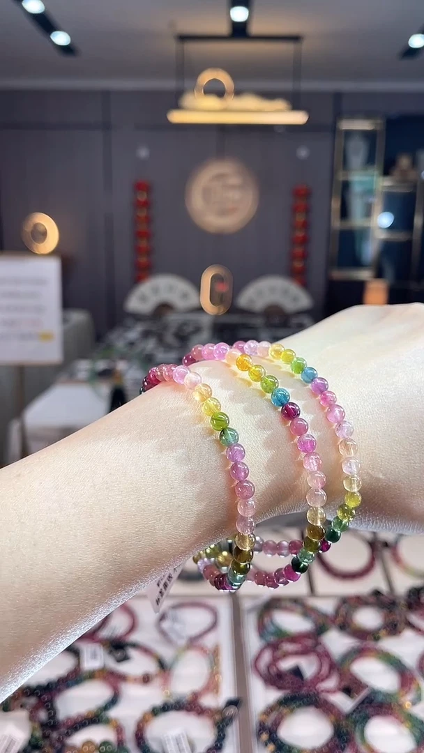 未镶嵌老矿碧玺三圈手串4mm+碧玺dan多样性发货一条