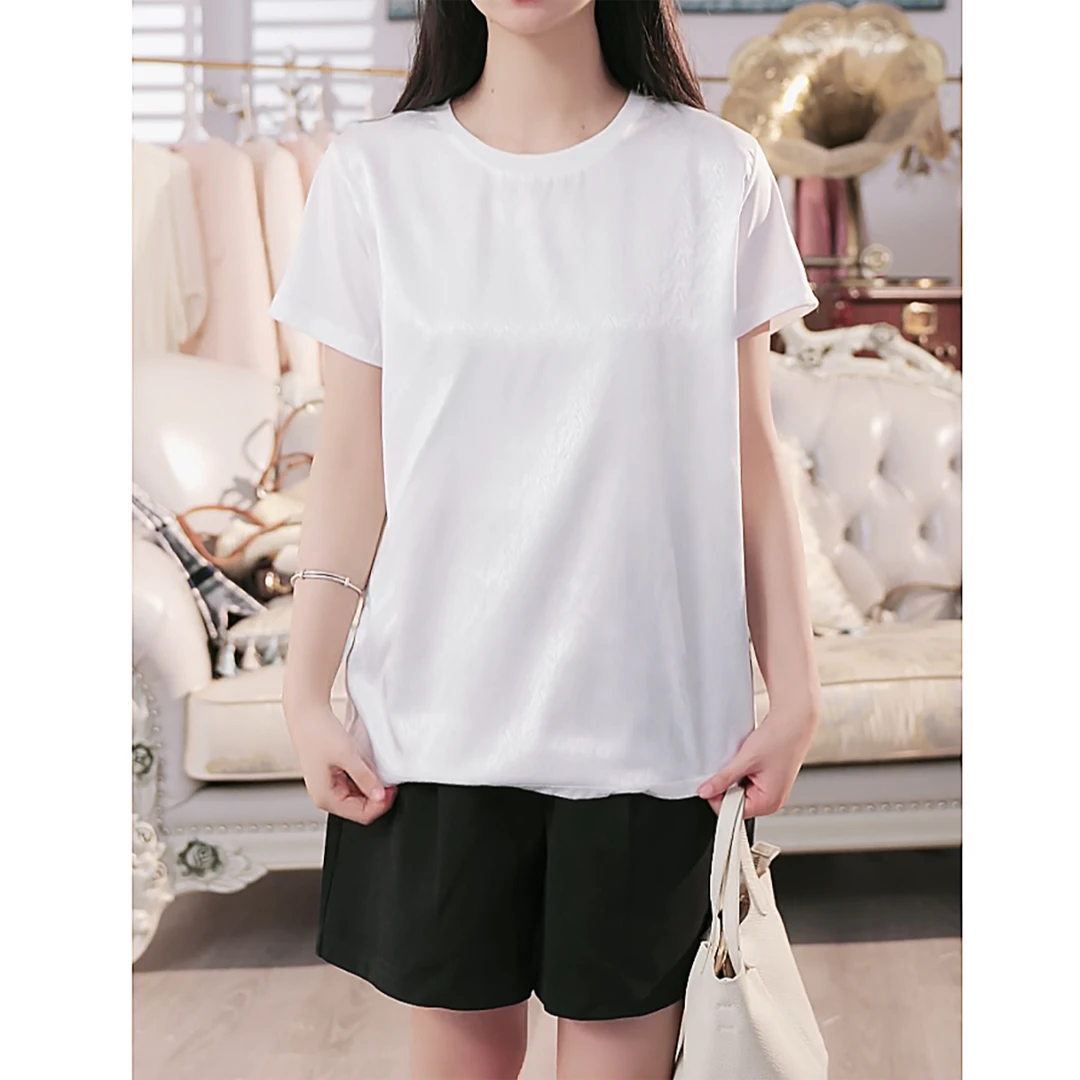 无印心匠K262纯色~ 宽松 圆领&白色短袖女 夏季A10245