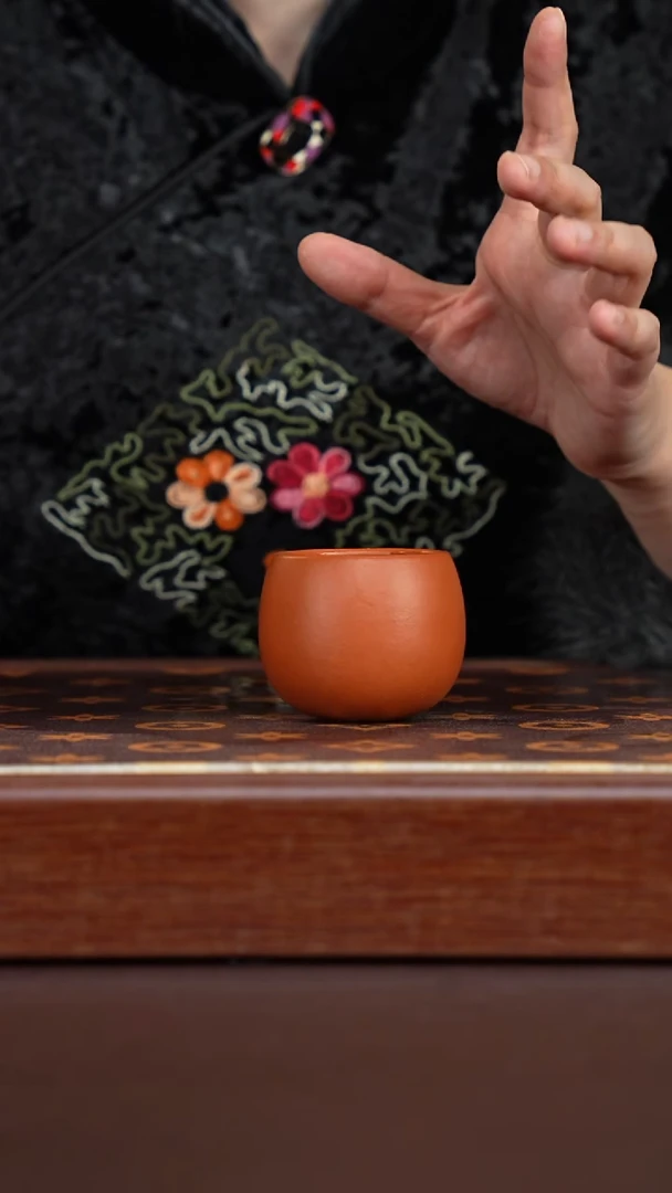 茶壶紫砂生砂赵庄朱泥不倒翁杯-60cc