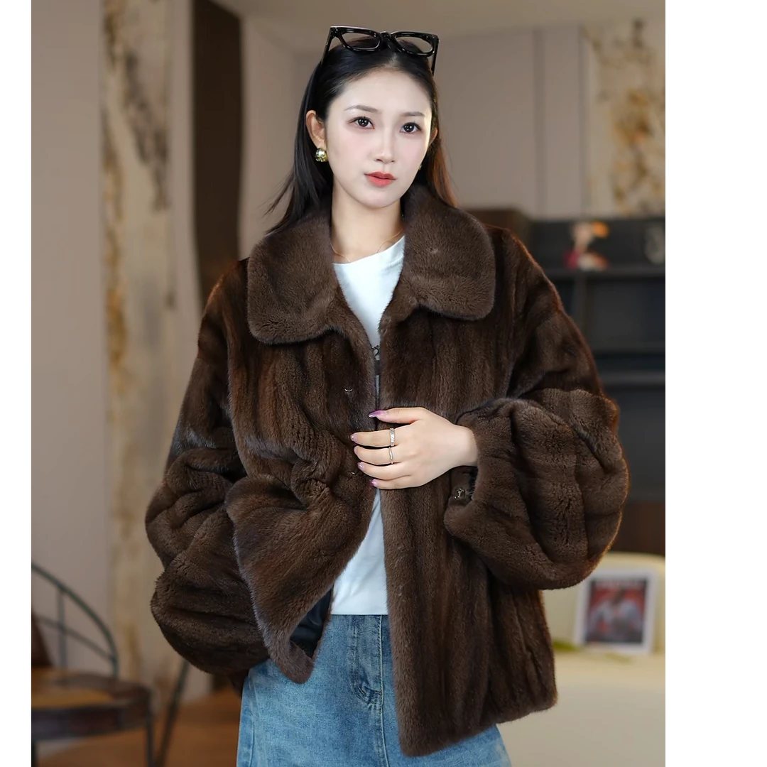 进口皇冠级天鹅绒短二立翻领全机开水貂
