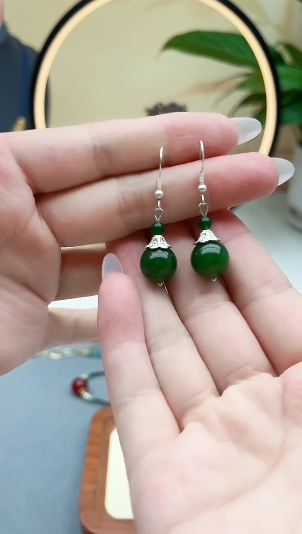 玛瑙/玉髓耳饰银S925镶嵌682