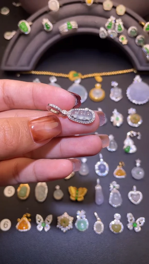 吊坠(不含链)银S925镶嵌翡翠1