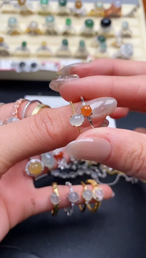 【闪购商品】翡翠戒指银S925镶嵌缅甸翡翠2  1+4