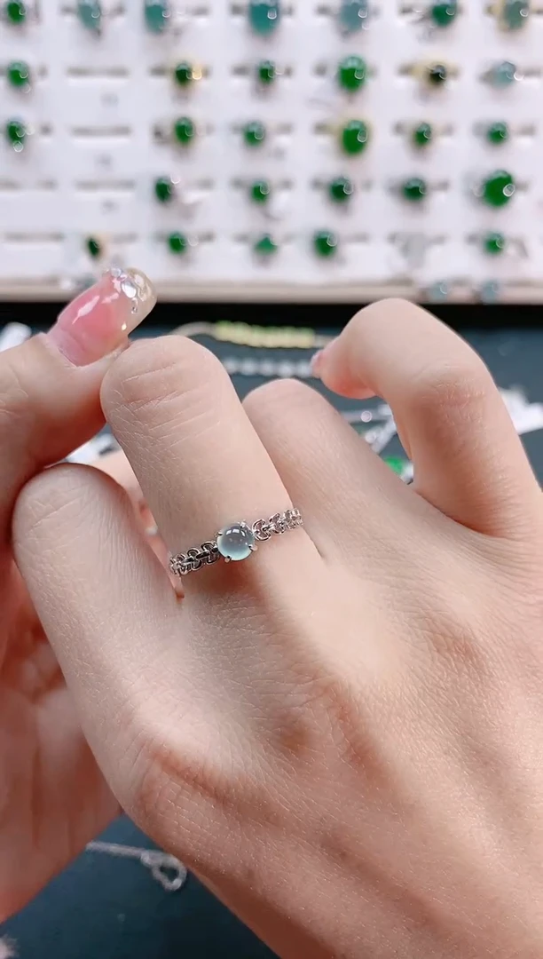 【闪购商品】翡翠戒指银S925镶嵌天然翡翠