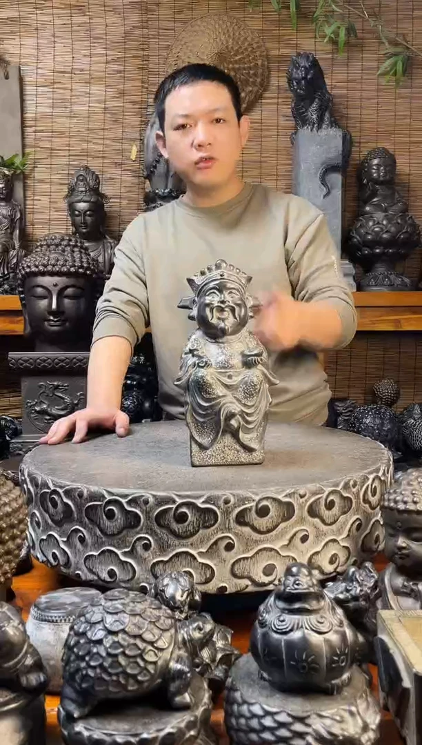 石材30财神天然青石雕刻