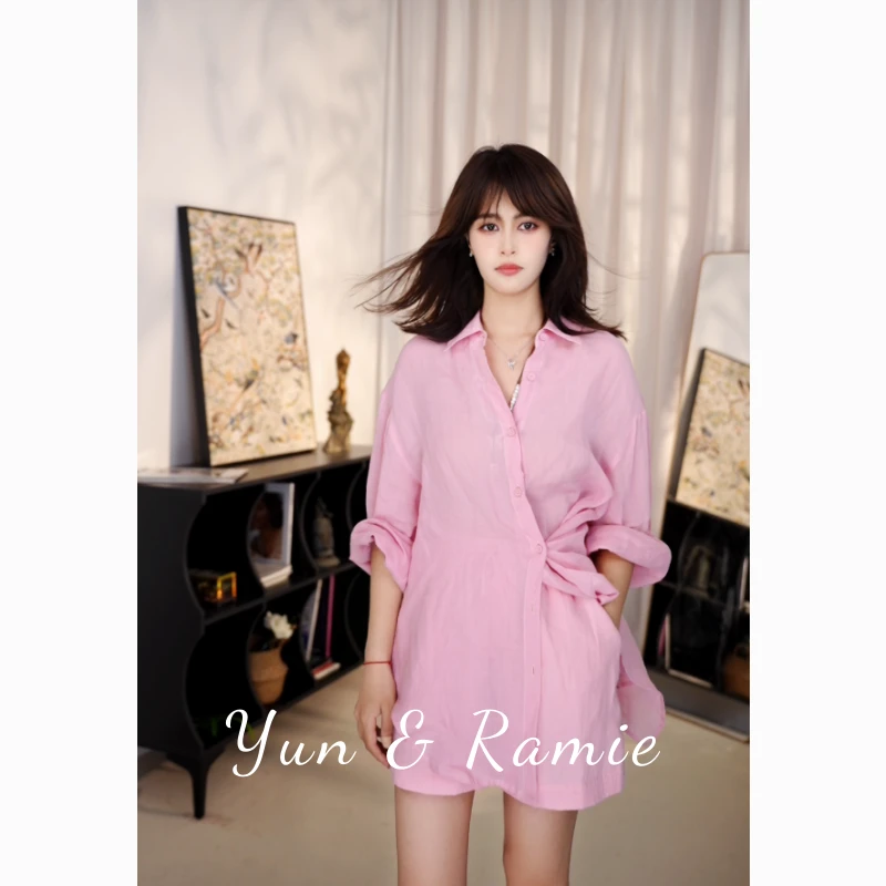 100%苎麻【苎韵】砂洗防晒春季女装休闲套装气质轻奢春夏衬衣时尚