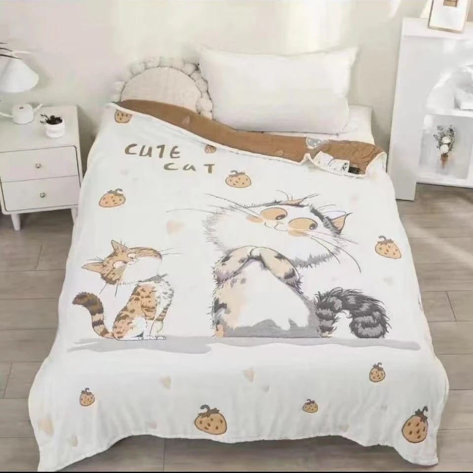 【北奈かわ会社】纯棉泡芙果冻被四季被 150*200 快乐小猫