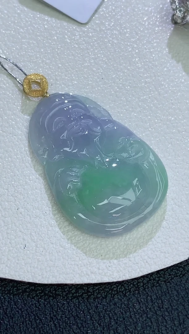 颈饰18K金镶嵌翡翠赠礼盒证书 麦麦