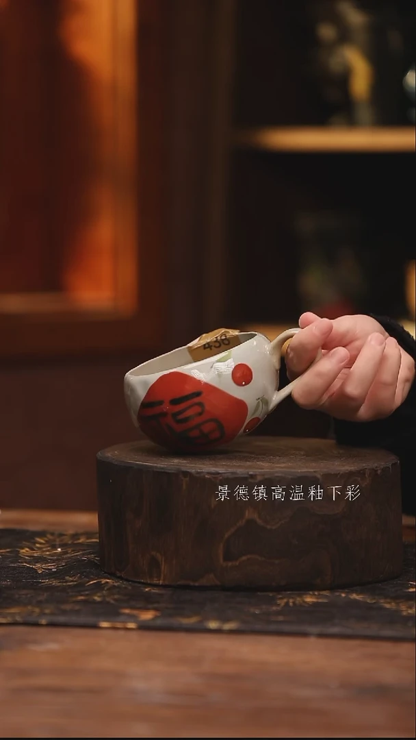 陶瓷 景德镇高温釉下手绘陶瓷@L438@