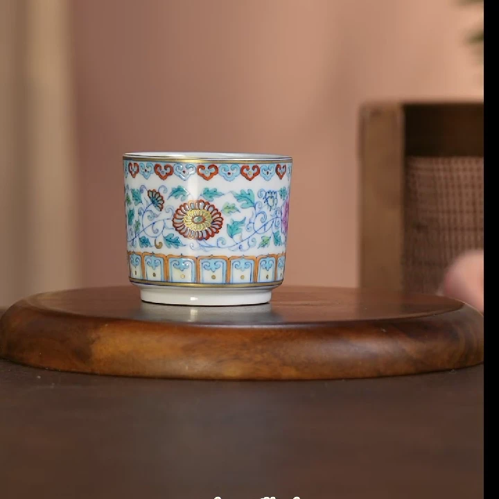 【小乔赏瓷】景德镇手工手绘枝四季花杯-直筒型guyu408.