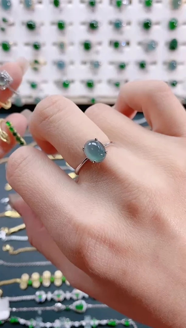 【闪购商品】翡翠戒指银S925镶嵌天然翡翠