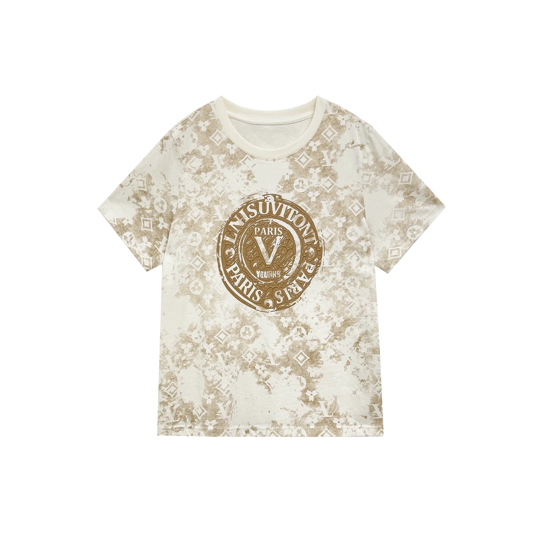 25春夏印花圆领拼色设计师短袖T恤118996