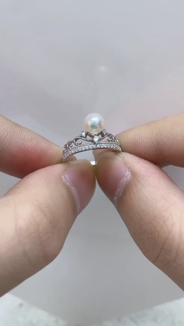 银S925镶嵌戒指海水珍珠