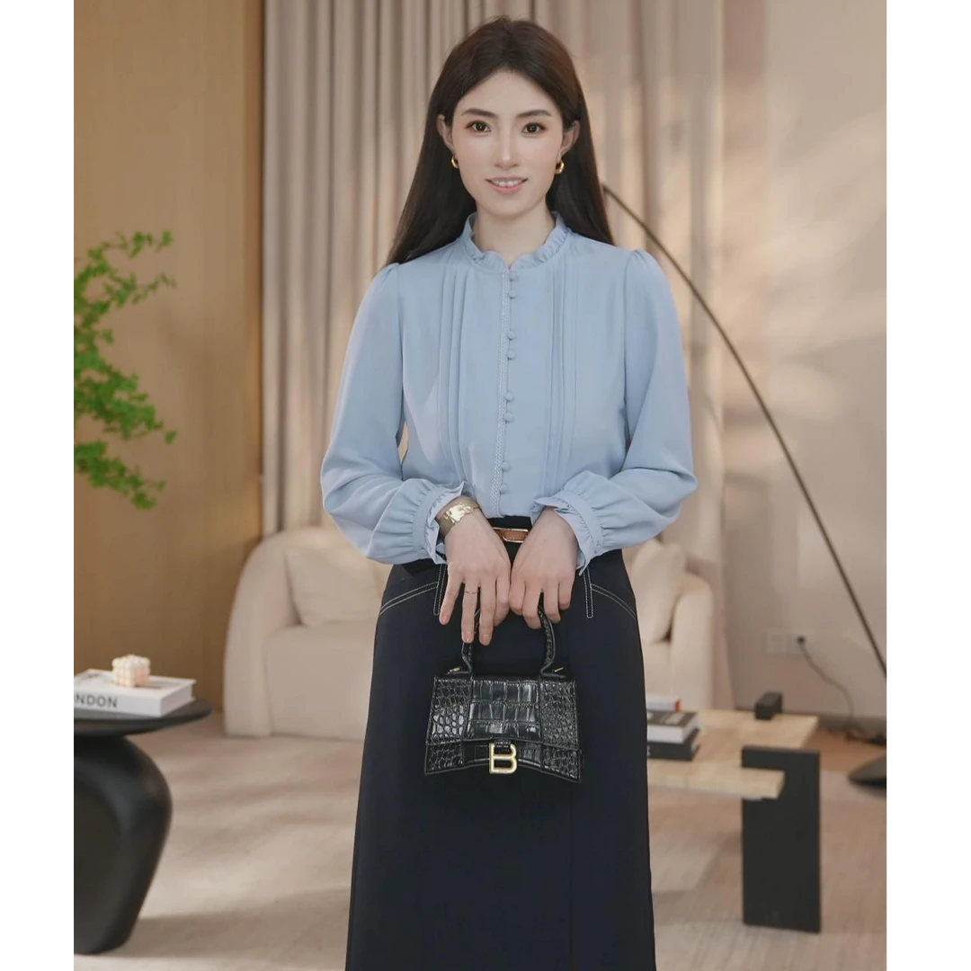 【曼贝】轻奢定制款衬衫女式大牌高级设计感通勤风8591086【娜娜】