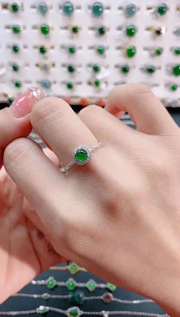 【闪购商品】翡翠戒指银S925镶嵌天然翡翠