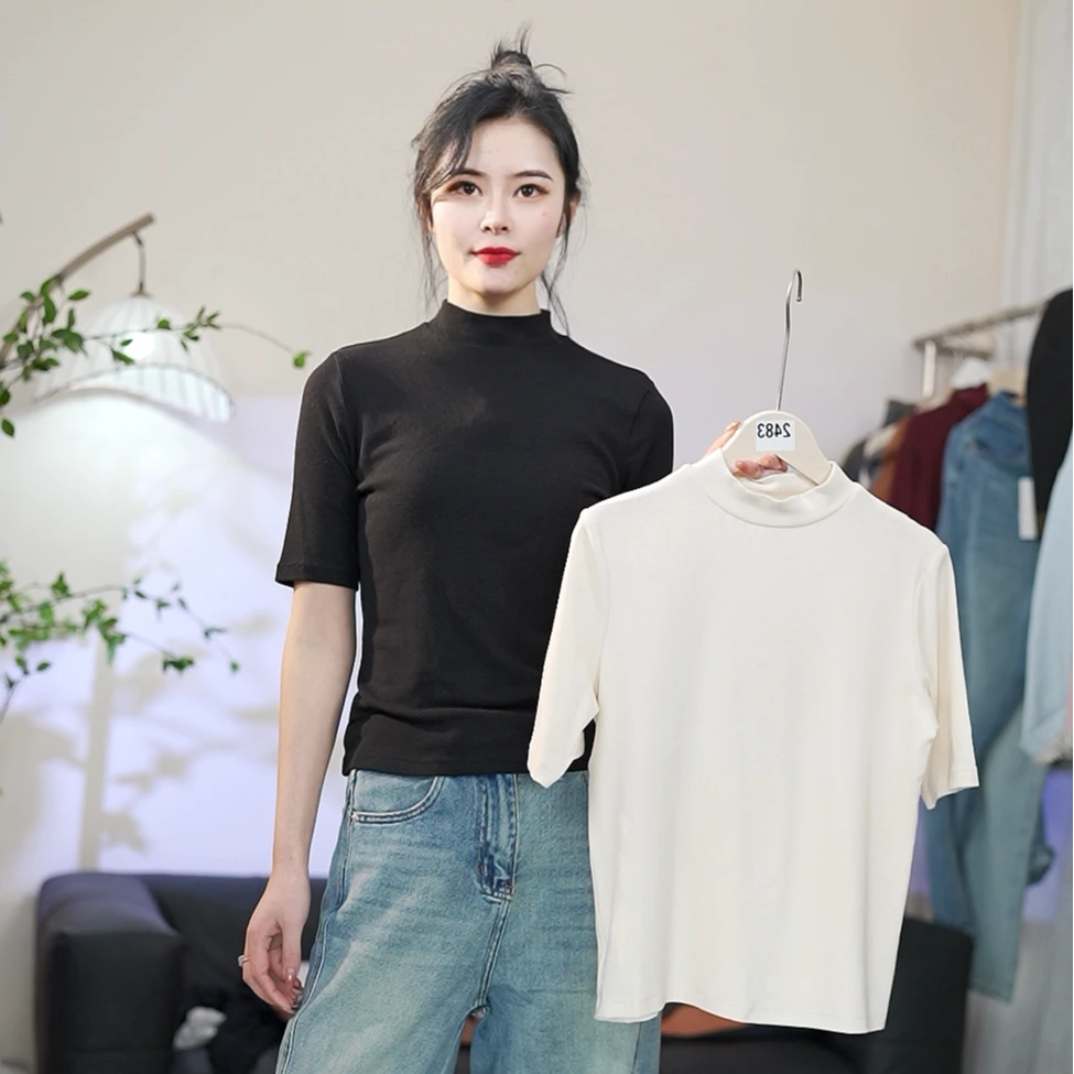 简约针织衫女内搭短袖百搭气质打底上衣