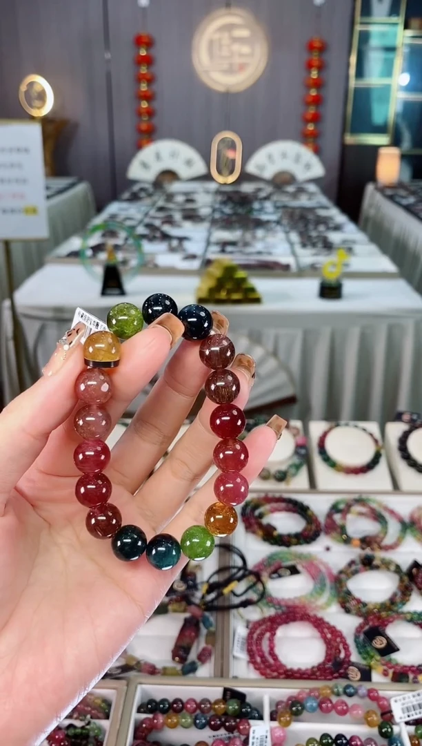 未镶嵌老矿碧玺色标冰体单圈手串11mm+碧玺dan多样性发货一条