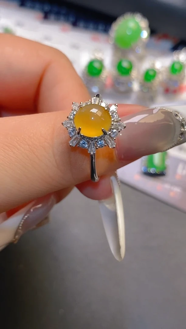 翡翠银S925镶嵌耳饰天然