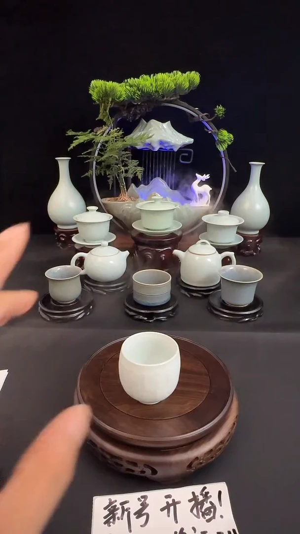 杯子月白支钉烧手工莲花杯1号杯