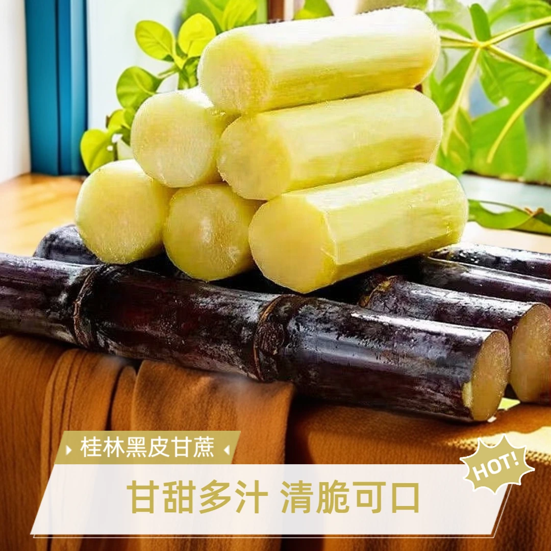 【糖心甘蔗】广西桂林阳朔黑皮水果甘蔗新鲜可口脆甜多汁5斤9斤包赔