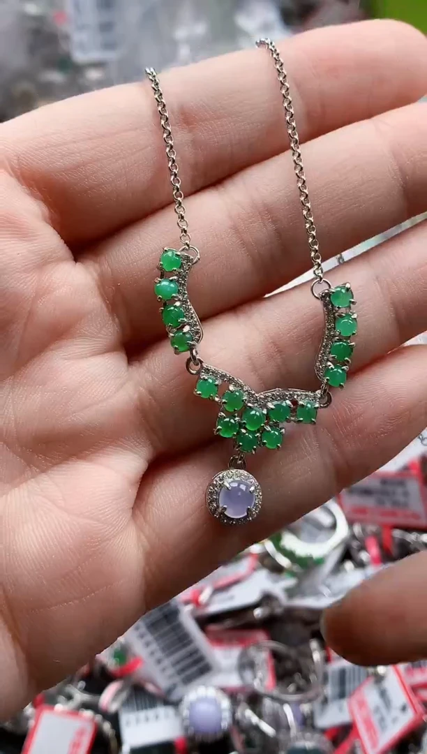 银S925镶嵌戒指翡翠天然A货缅甸翡翠