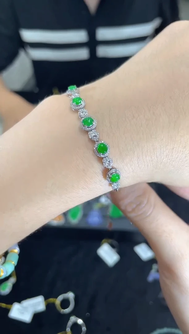 18K金镶嵌手链翡翠HX