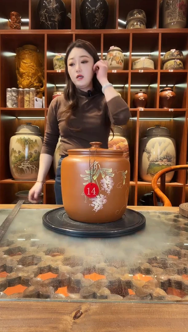 罐云南建水紫陶七饼复烧缸@14