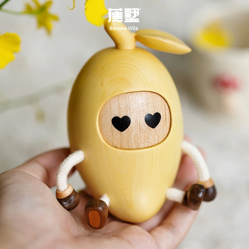 芒果人摆件/实木质可爱香蕉创意摆件可爱呆萌书房装饰摆件送礼