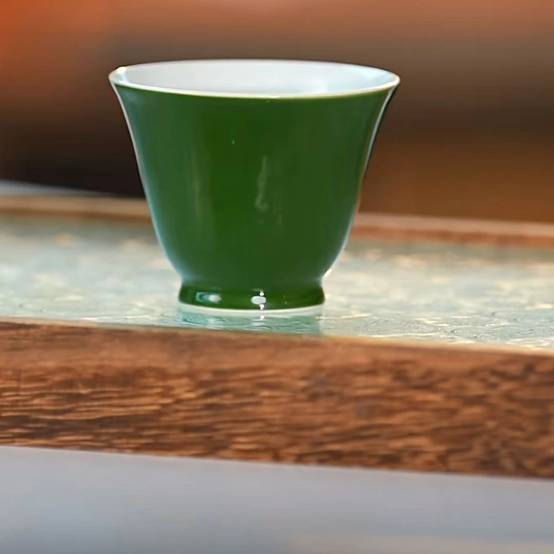 【2】仿古颜色釉-叶绿直口杯