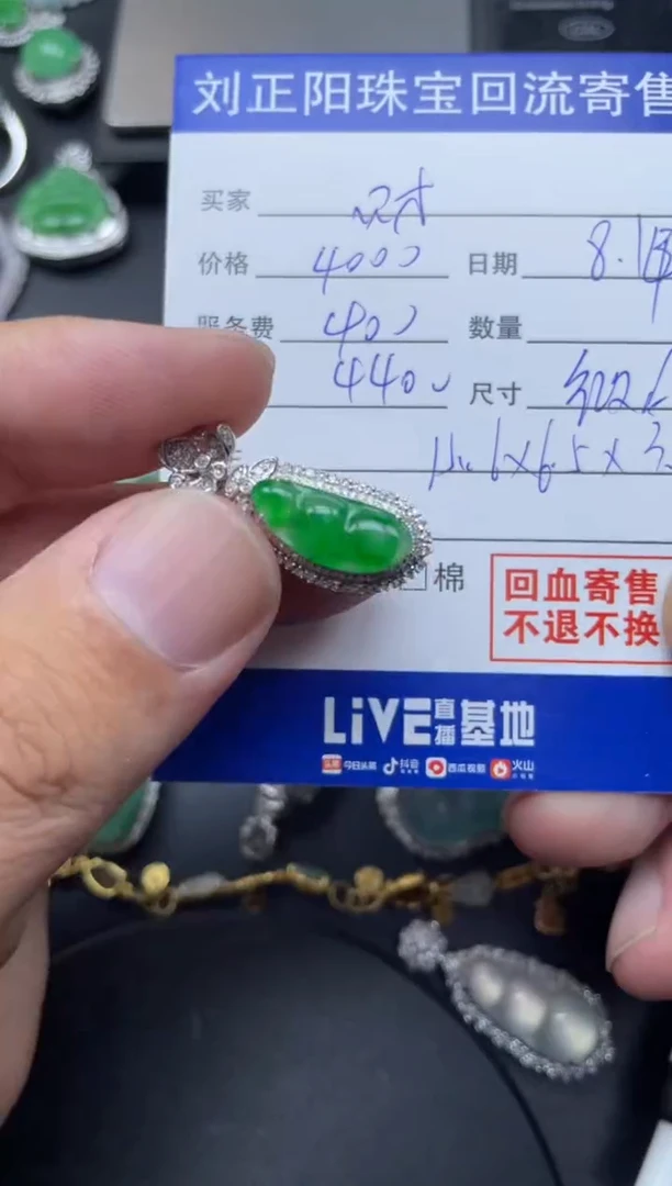 翡翠18K金镶嵌颈饰财微风商品不退不换